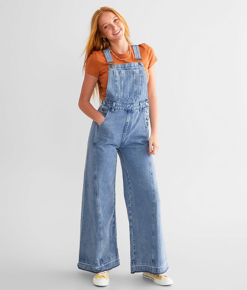Listicle Undone Flare Denim Overalls - Women's Rompers/Jumpsuits
