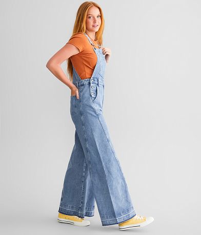 Listicle Undone Flare Denim Overalls FULL_LEFT_SIDE