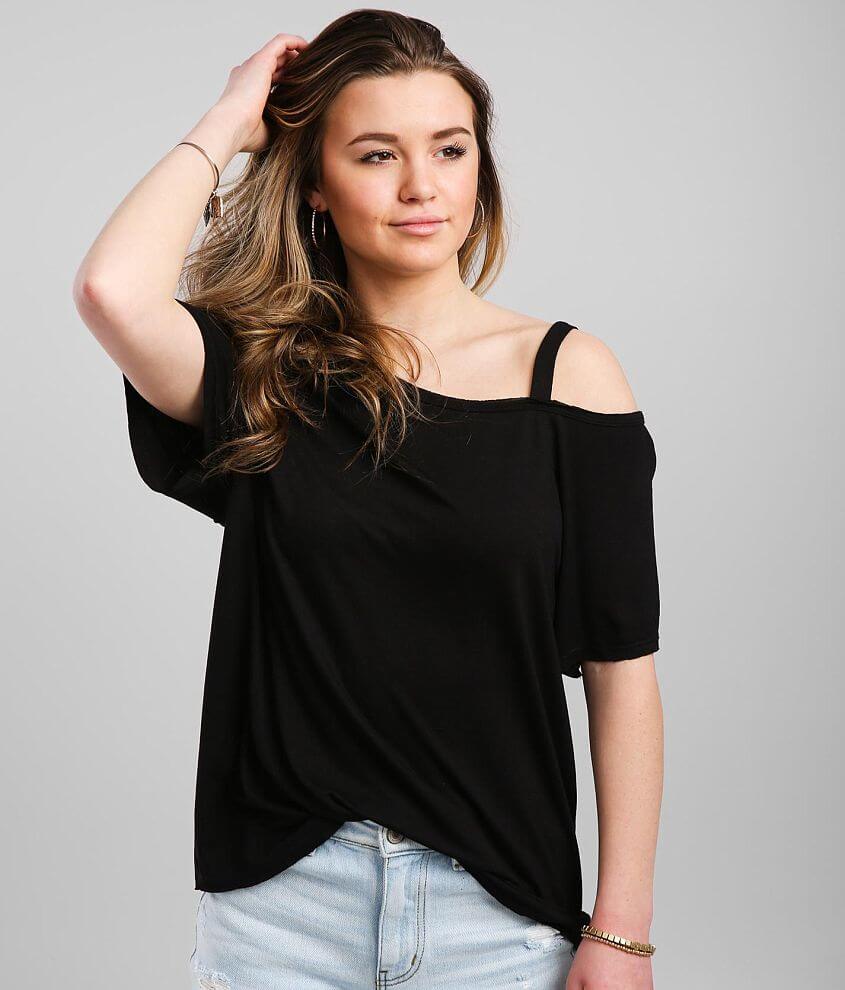 BKE Cold Shoulder Top front view