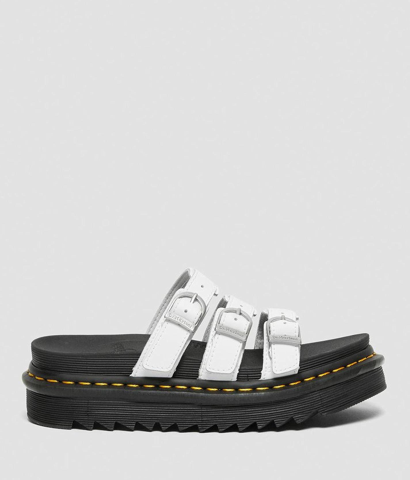 Dr. Martens Blaire Hydro Leather Slide - Women's Shoes In White | Buckle