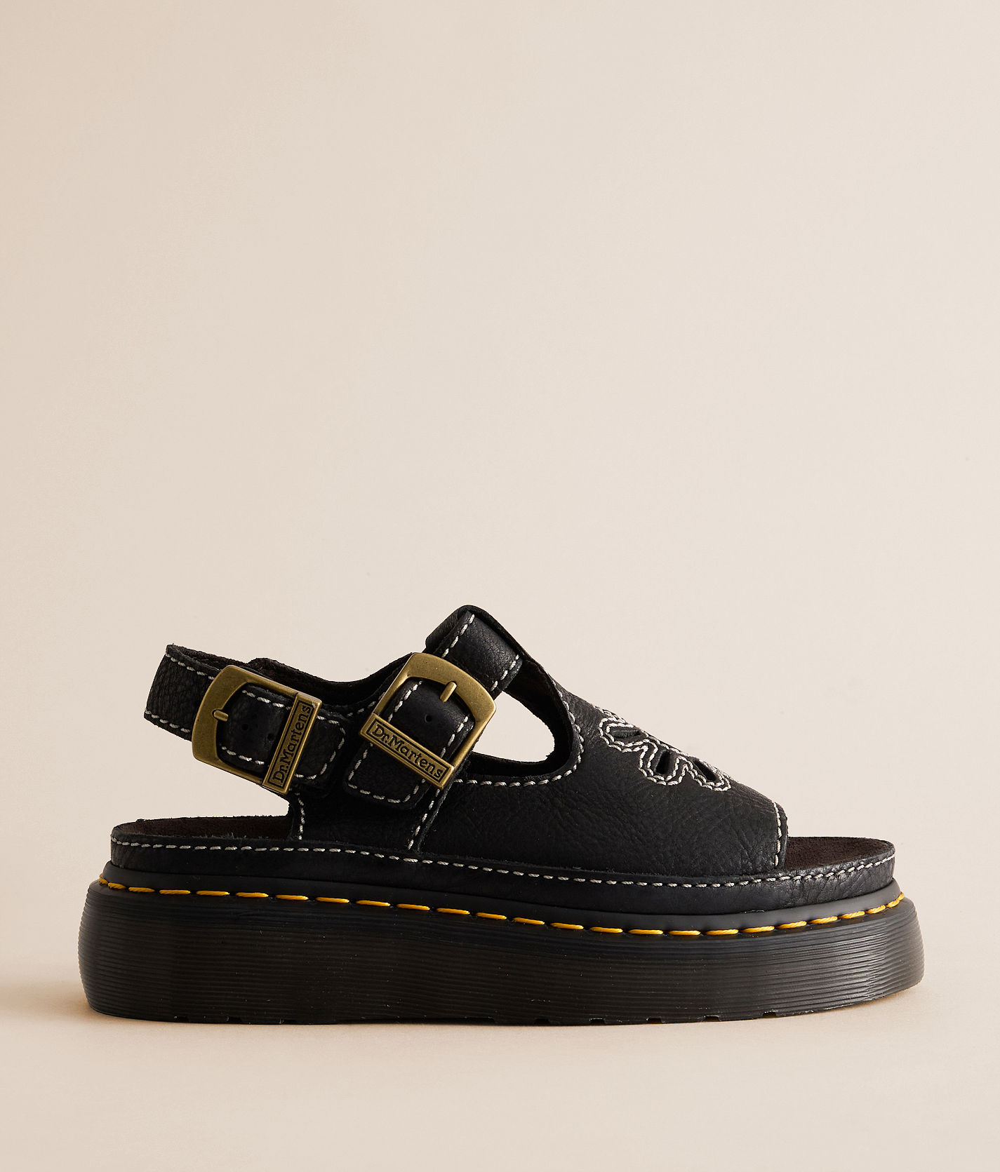 Dr. Martens Dunnet Flower Leather Sandal - Women's Shoes in Black