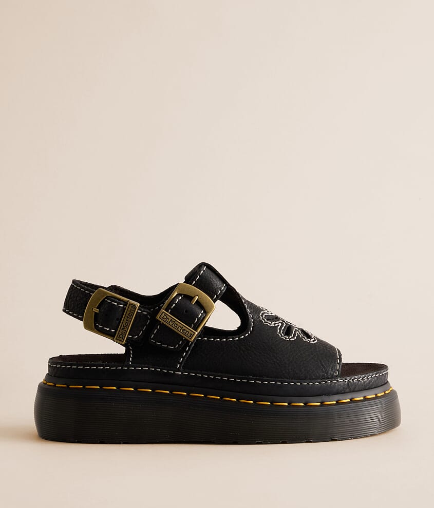 Dr. Martens Dunnet Flower Leather Sandal - Women's Shoes in Black