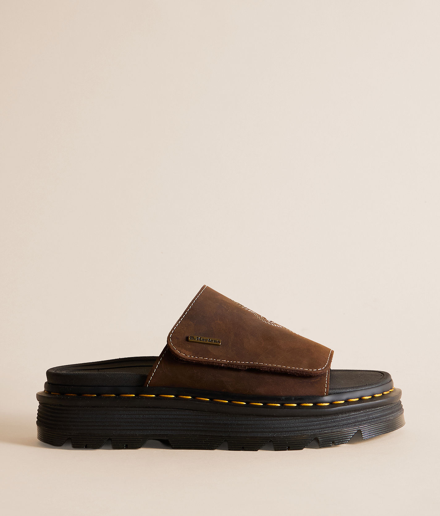 Dr. Martens Zebzag Leather Slide - Women's Shoes in Dark Brown