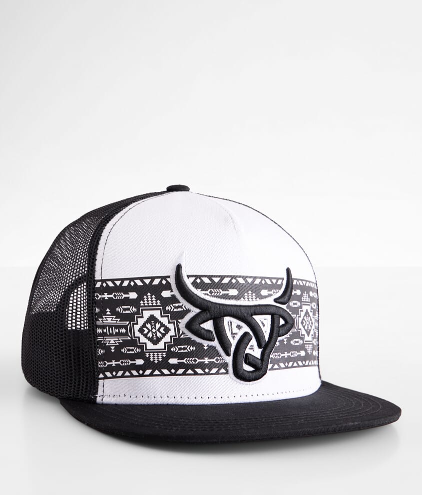 LOST CALF FEATHER BLACK FLAT TRUCKER - HATS CAP - TRIBE FLAT