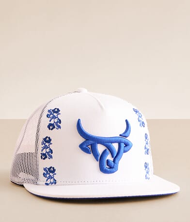 Lost Calf Embroidered Floral Trucker Hat front view