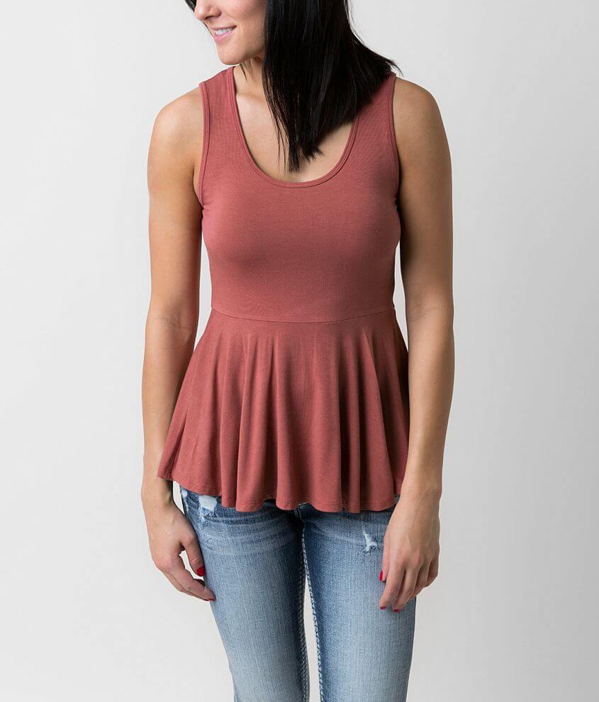 BKE red Peplum Tank Top front view