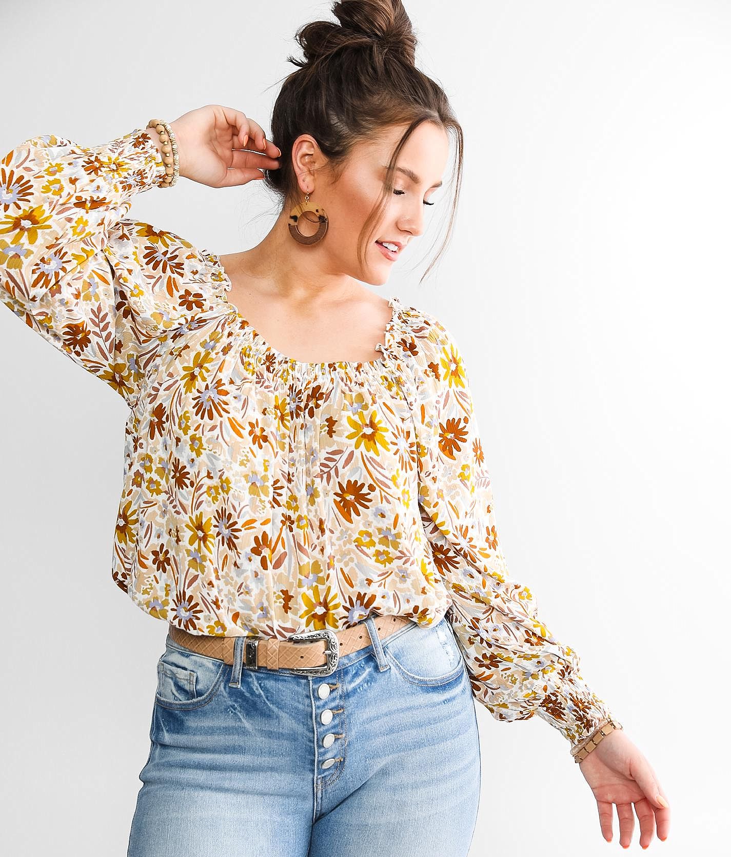 Daytrip Floral Blouse - Women's Shirts/Blouses in Beige