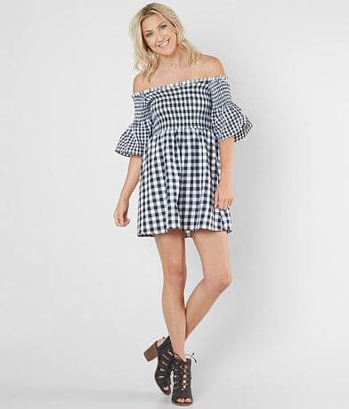 Loveriche Cold Shoulder Gingham Dress FULL_RIGHT_SIDE