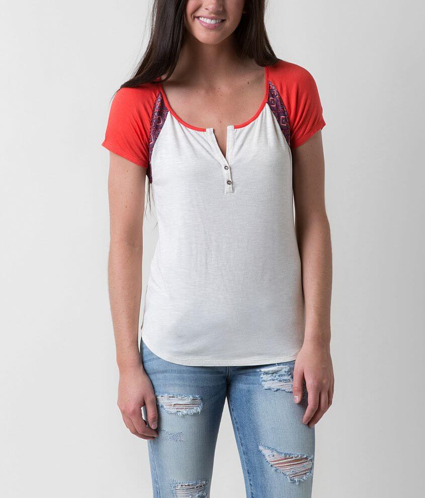 Love on Tap Lace Henley Top front view