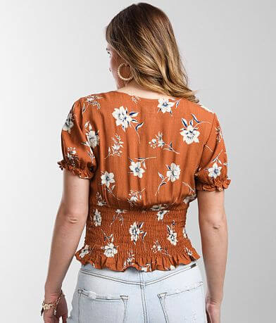 Paper Crane Floral Smocked Hem Top BACK