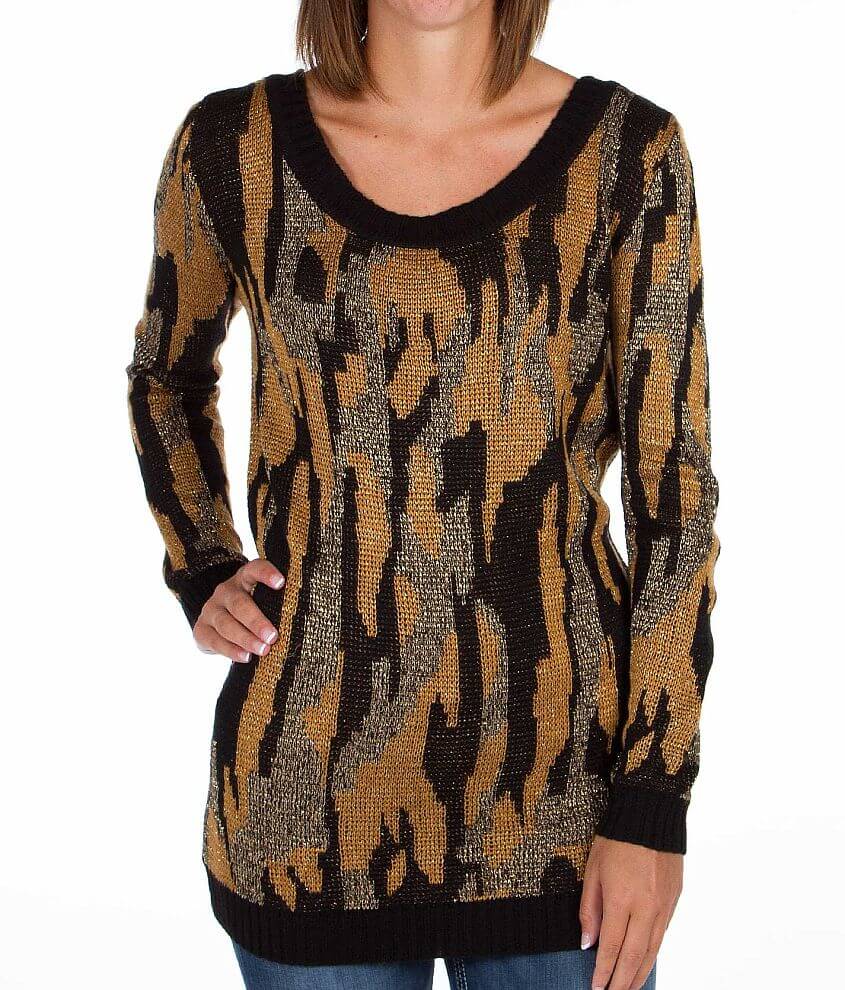 Lovemarks Knit Tunic Sweater - Women's Sweaters in Gold Black | Buckle