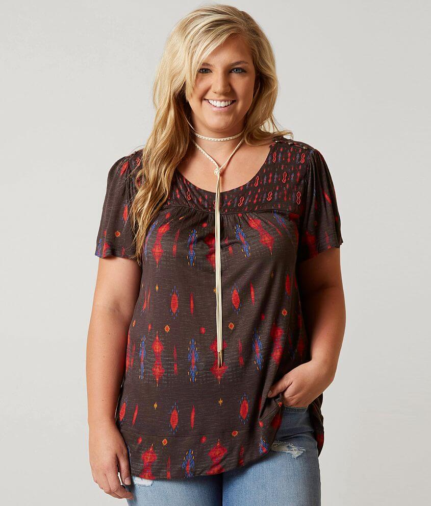 Lucky Brand Beaded Top - Plus Size Only front view