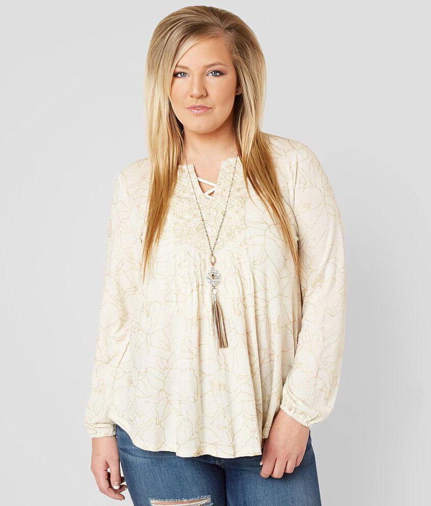 Lucky Brand Metallic Top - Plus Size Only front view