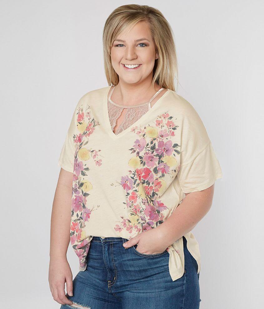 Lucky Brand Floral T-Shirt - Plus Size Only front view