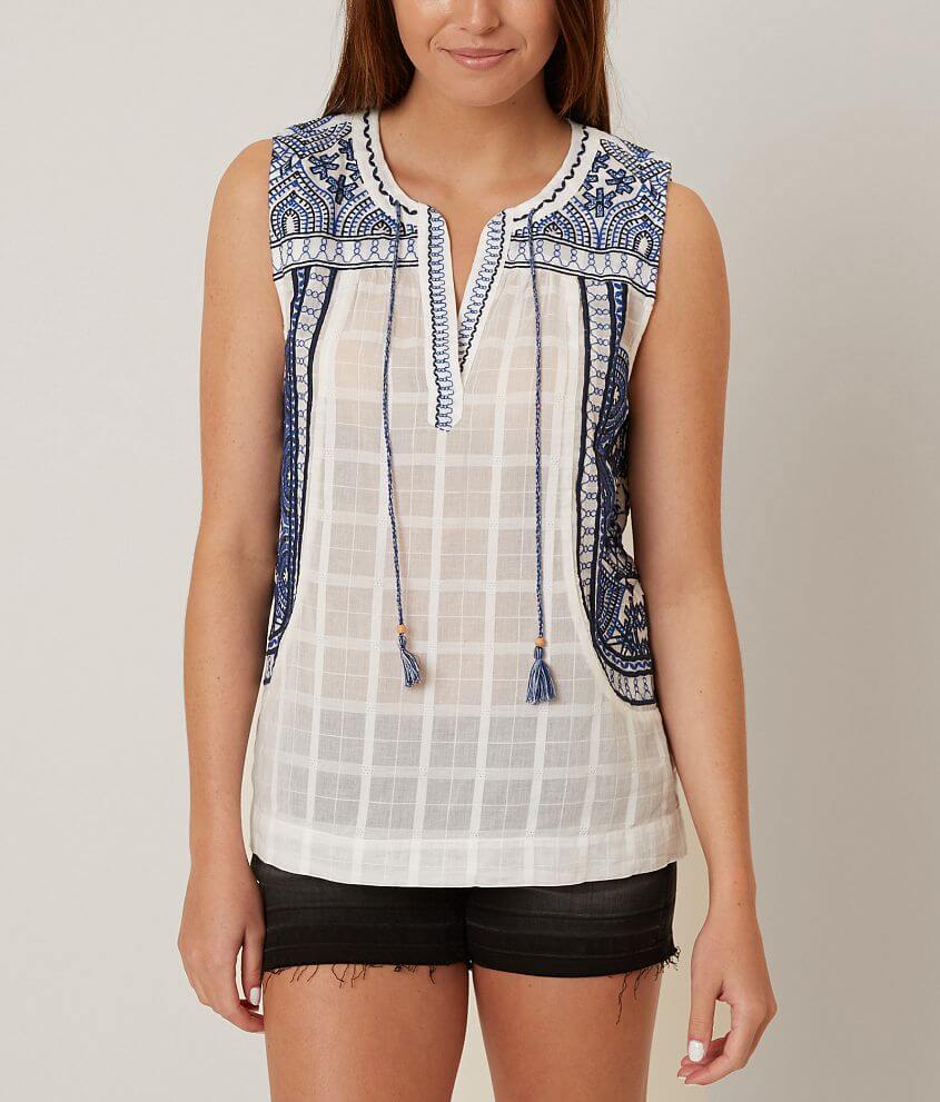 Lucky Brand Embroidered Tank Top front view