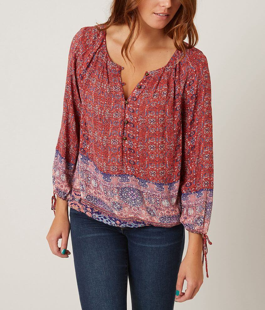 Lucky Brand Tapestry Henley Top front view