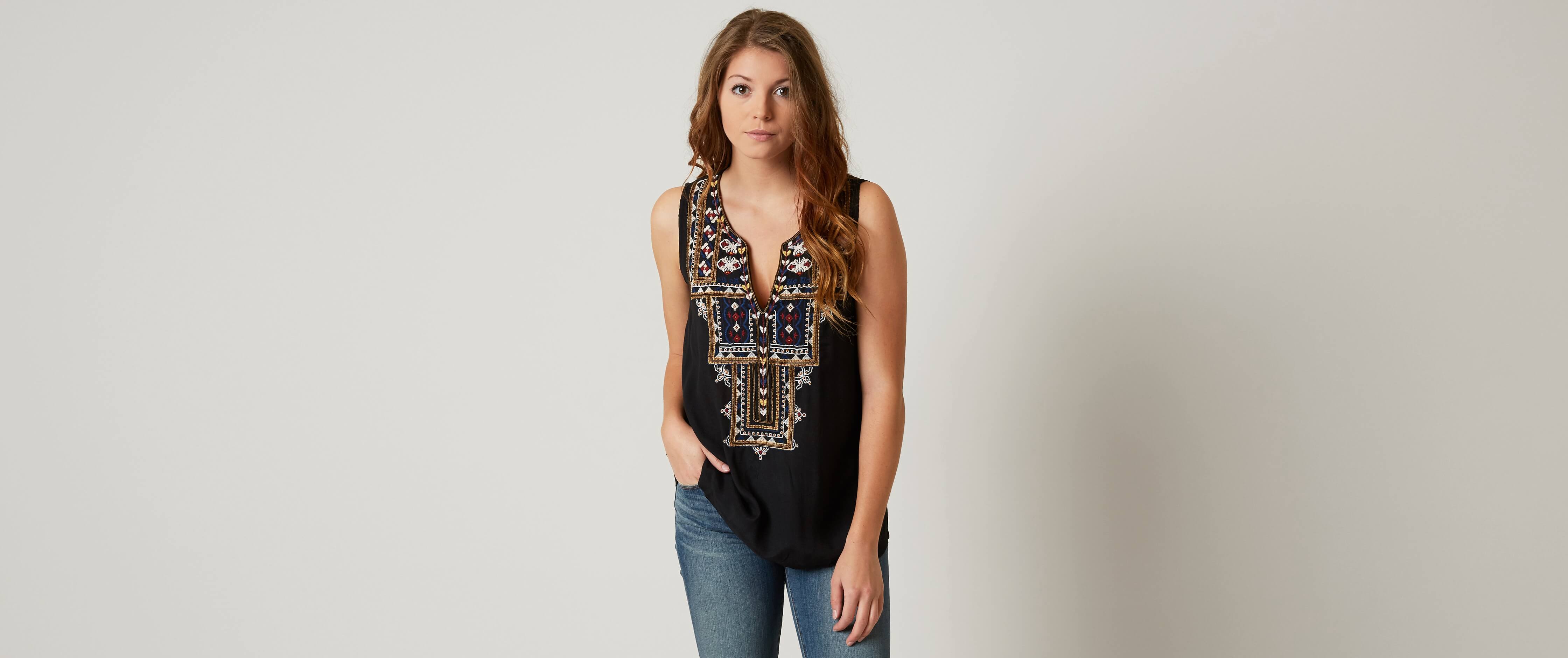 lucky brand embroidered tank top