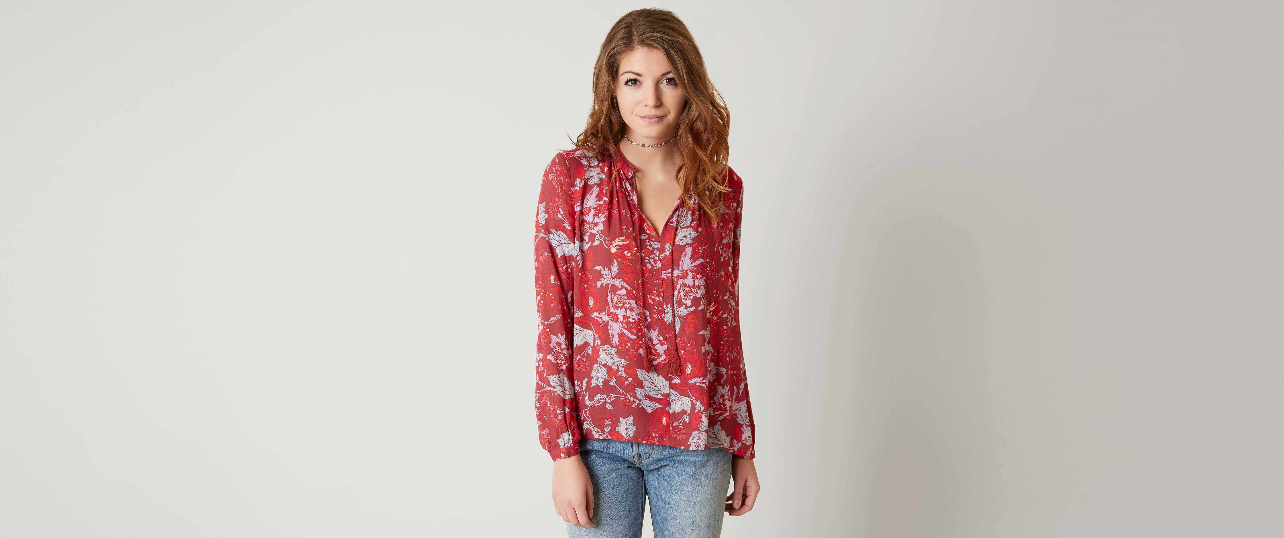 lucky brand floral peasant top