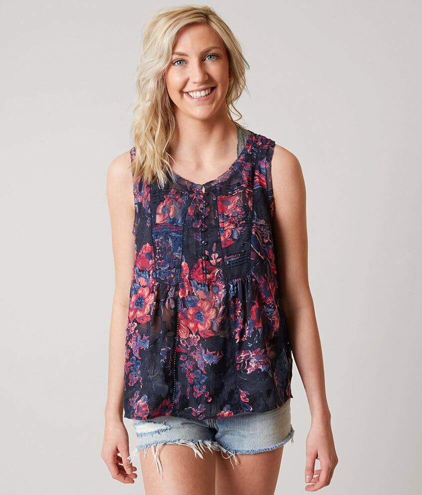 Lucky Brand Audrey Henley Tank Top front view