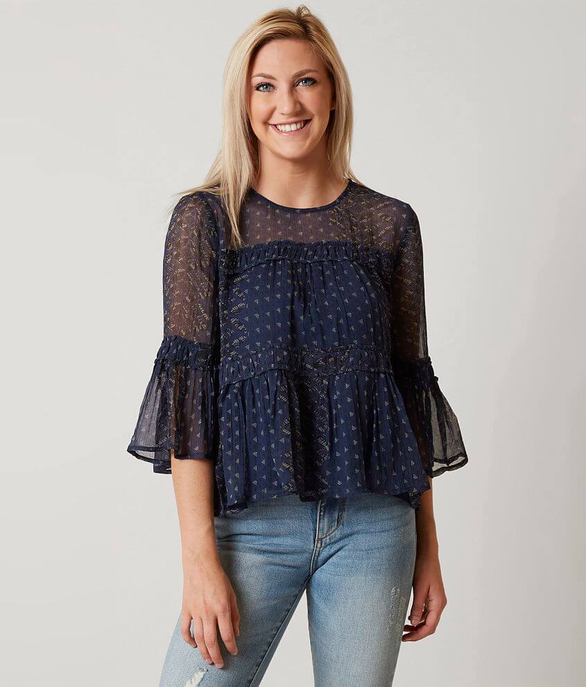 Lucky Brand Crinkle Peasant Top front view