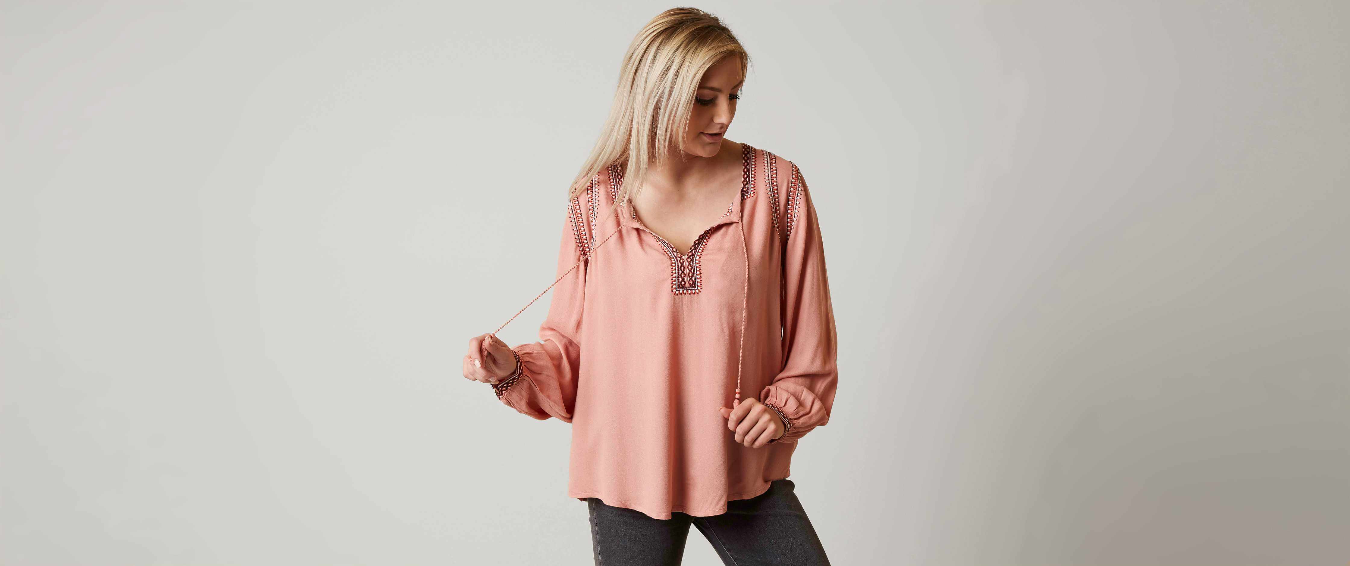 lucky brand women's embroidered top