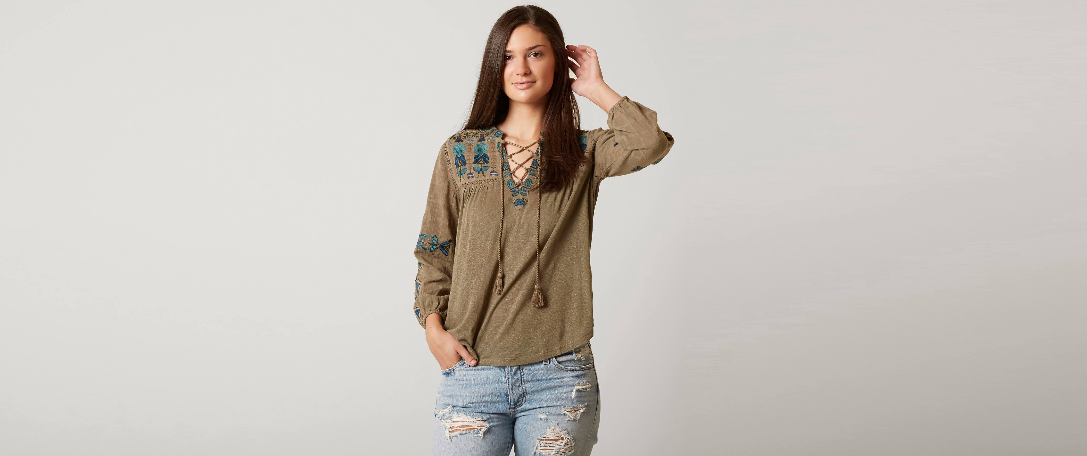 lucky brand embroidered top