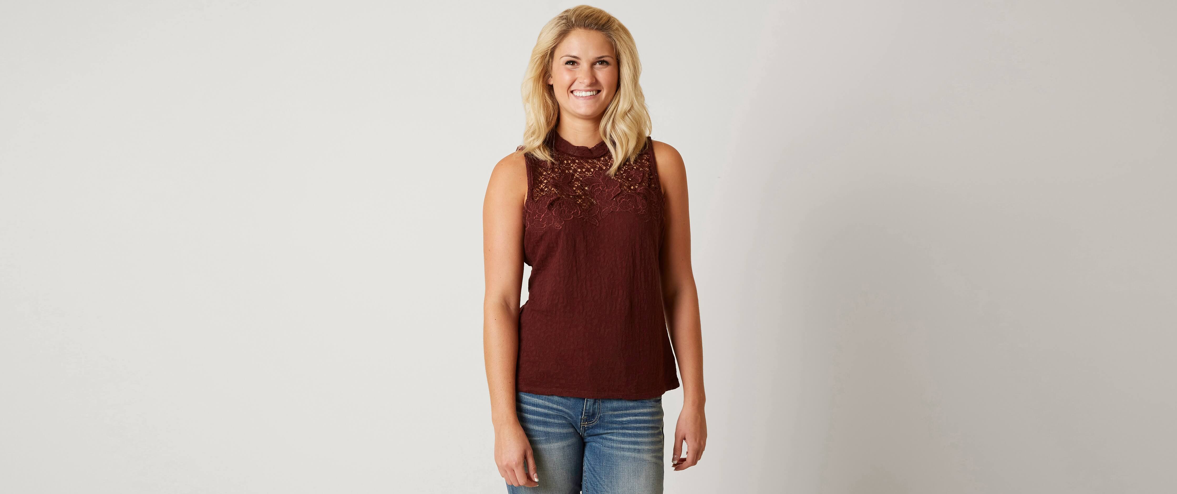 Lucky Brand Lace Tank Top Women's Tank Tops in Marsala Buckle