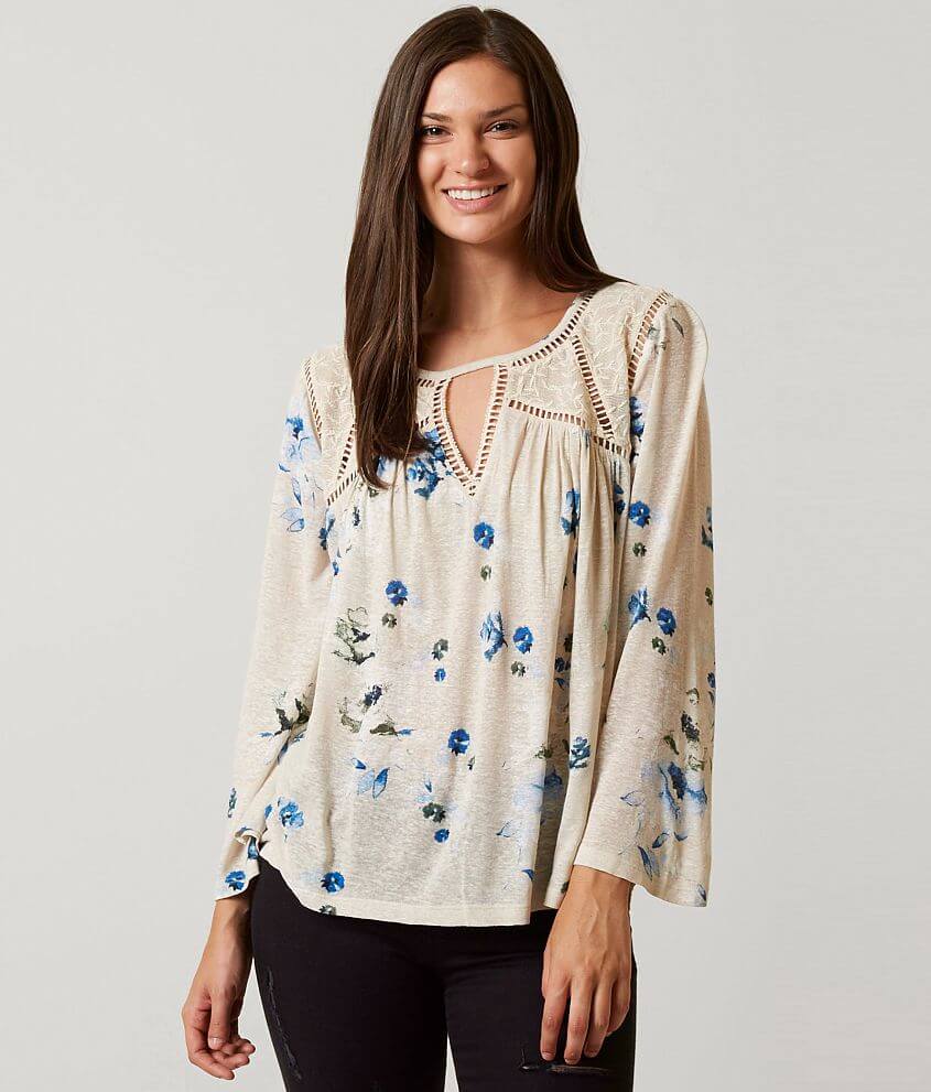 Lucky Brand Floral Peasant Top - Women's Shirts/Blouses in Natural ...