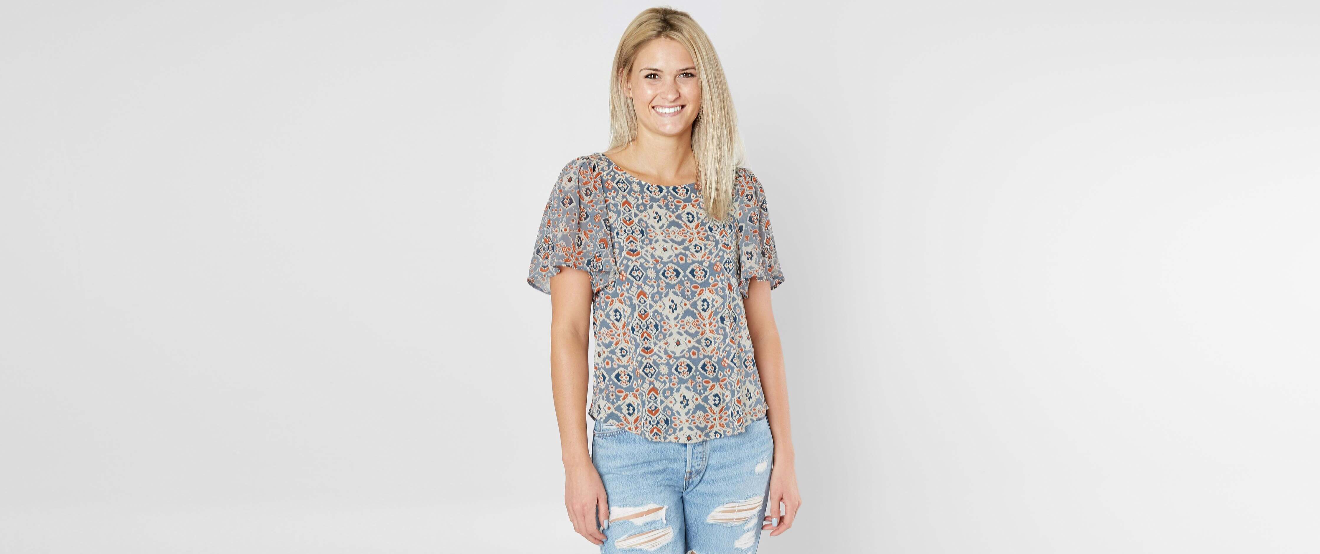 Image of Lucky Brand Mosaic Chiffon Top