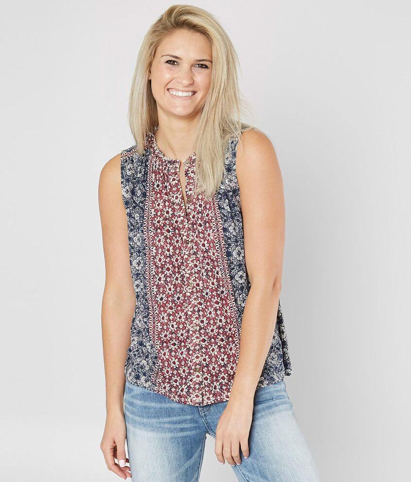 Lucky Brand Floral Ruffle Tank Top front view