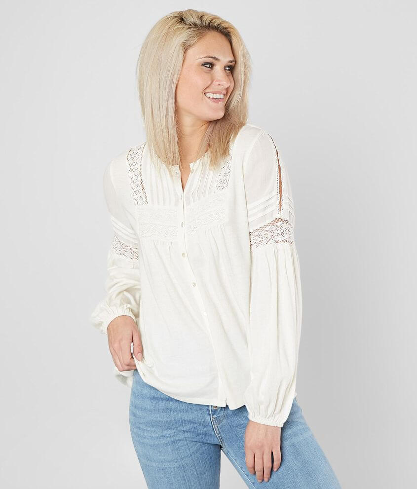 Lucky Brand Pleated Blouse front view