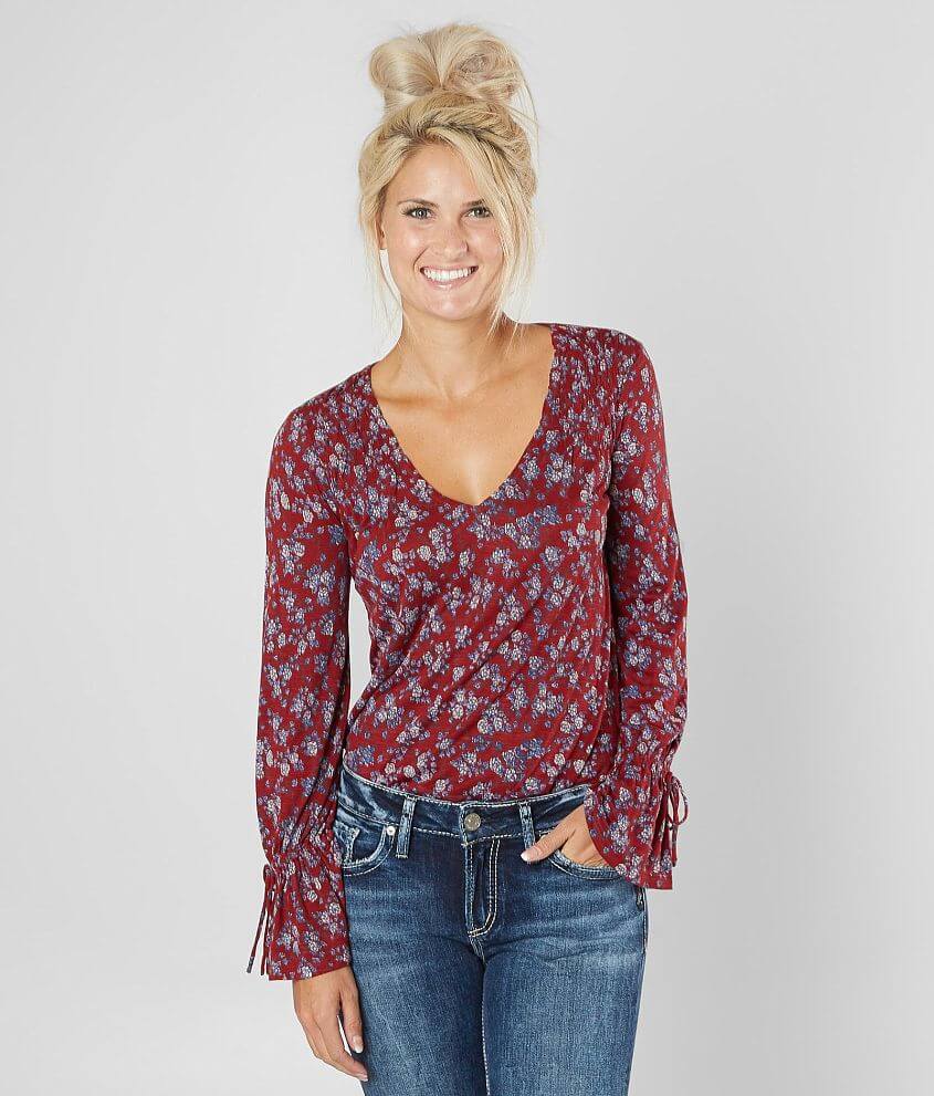 Lucky Brand Floral Marled Blouse - Women's Shirts/Blouses in Red Multi