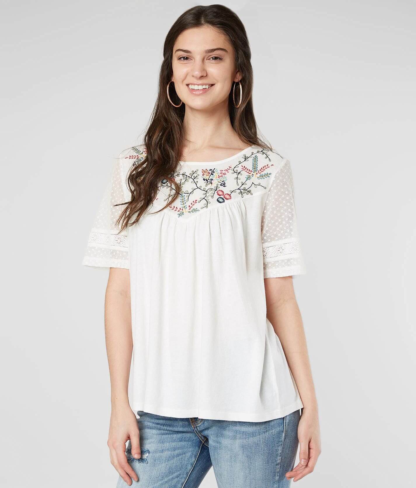 Lucky brand best sale women's embroidered top