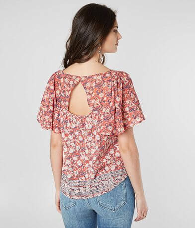 Lucky Brand Woven Floral Blouse BACK