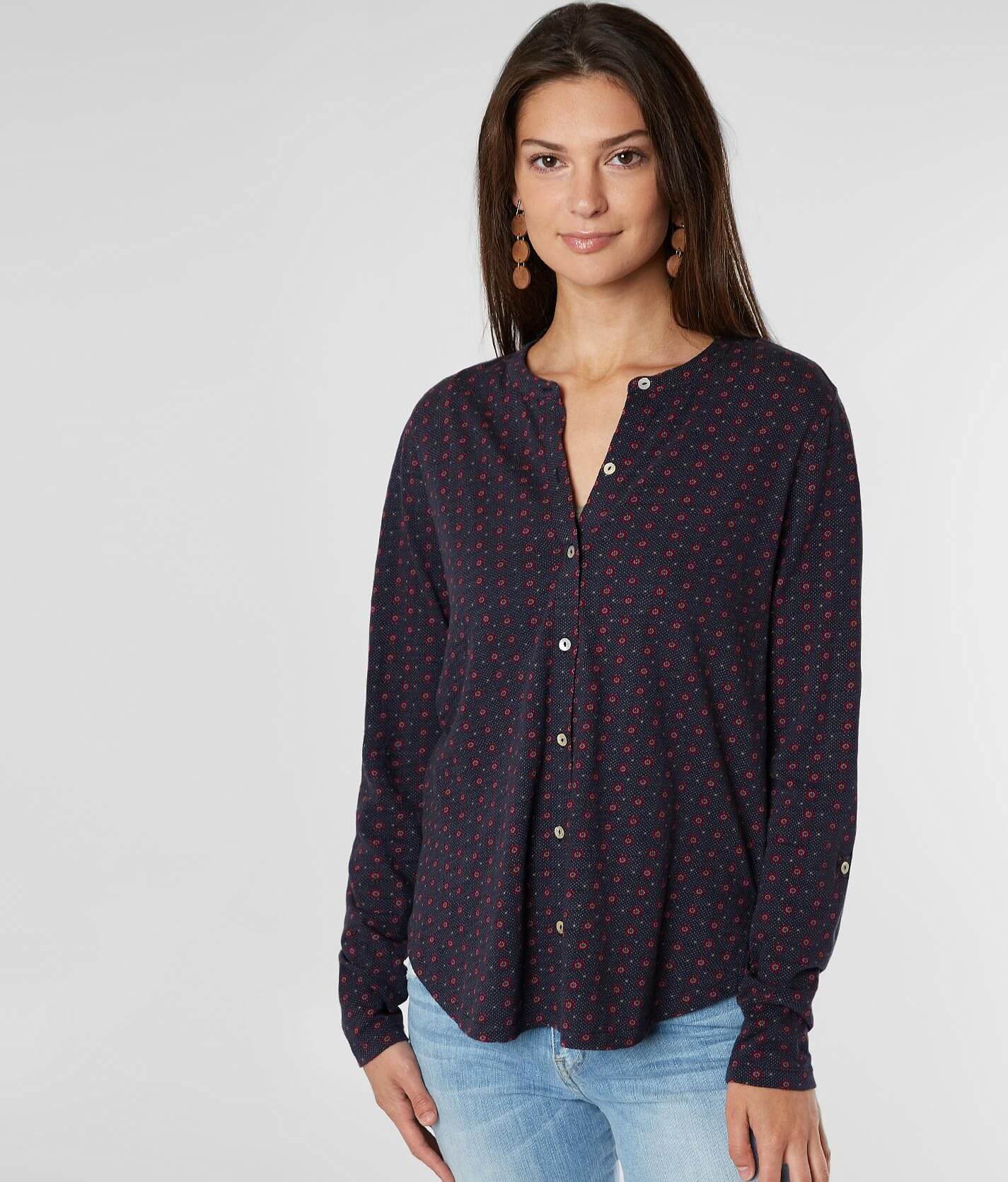 Lucky Brand Floral Polka Dot Shirt - Women's Shirts/Blouses in Navy Multi