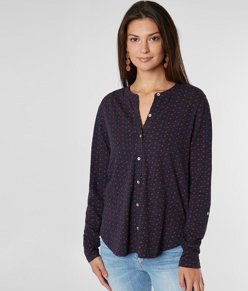 Lucky Brand Floral Polka Dot Shirt - Women's Shirts/Blouses in Navy Multi