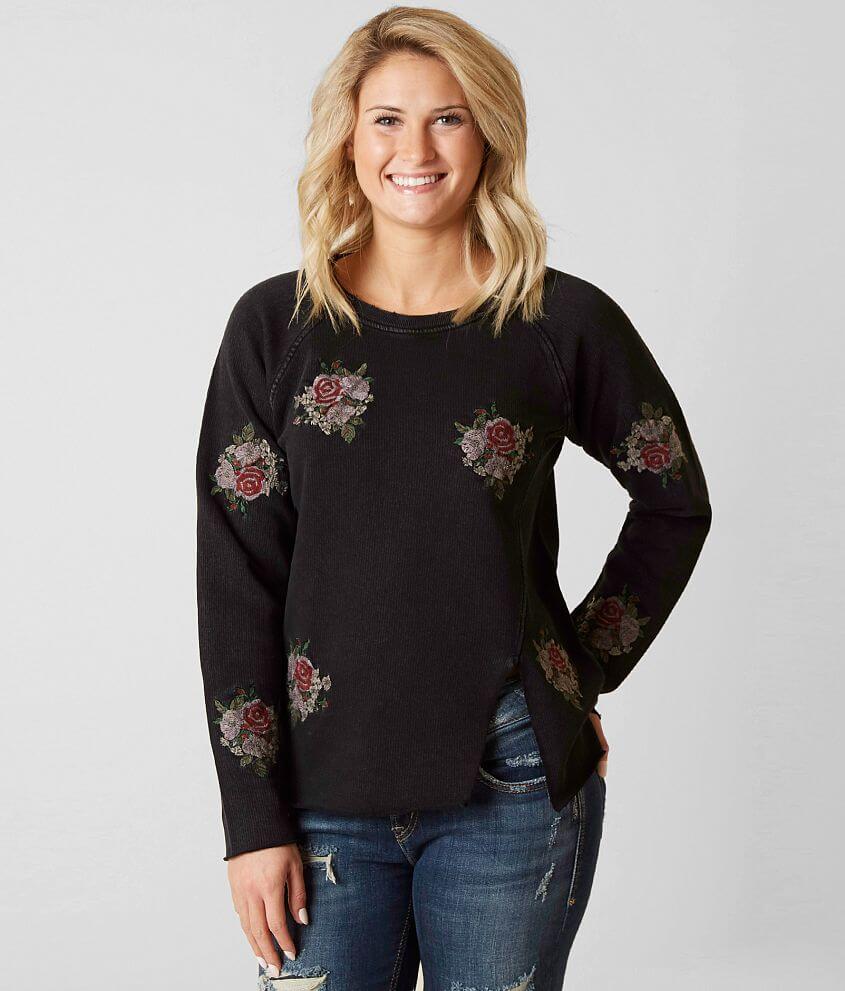 Lucky Brand Embroidered Floral Sweatshirt front view