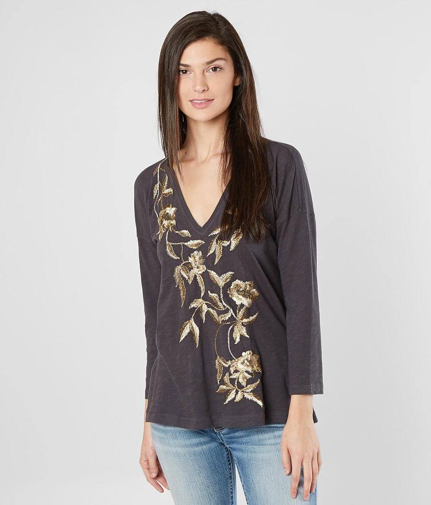Lucky Brand Metallic Floral Top front view