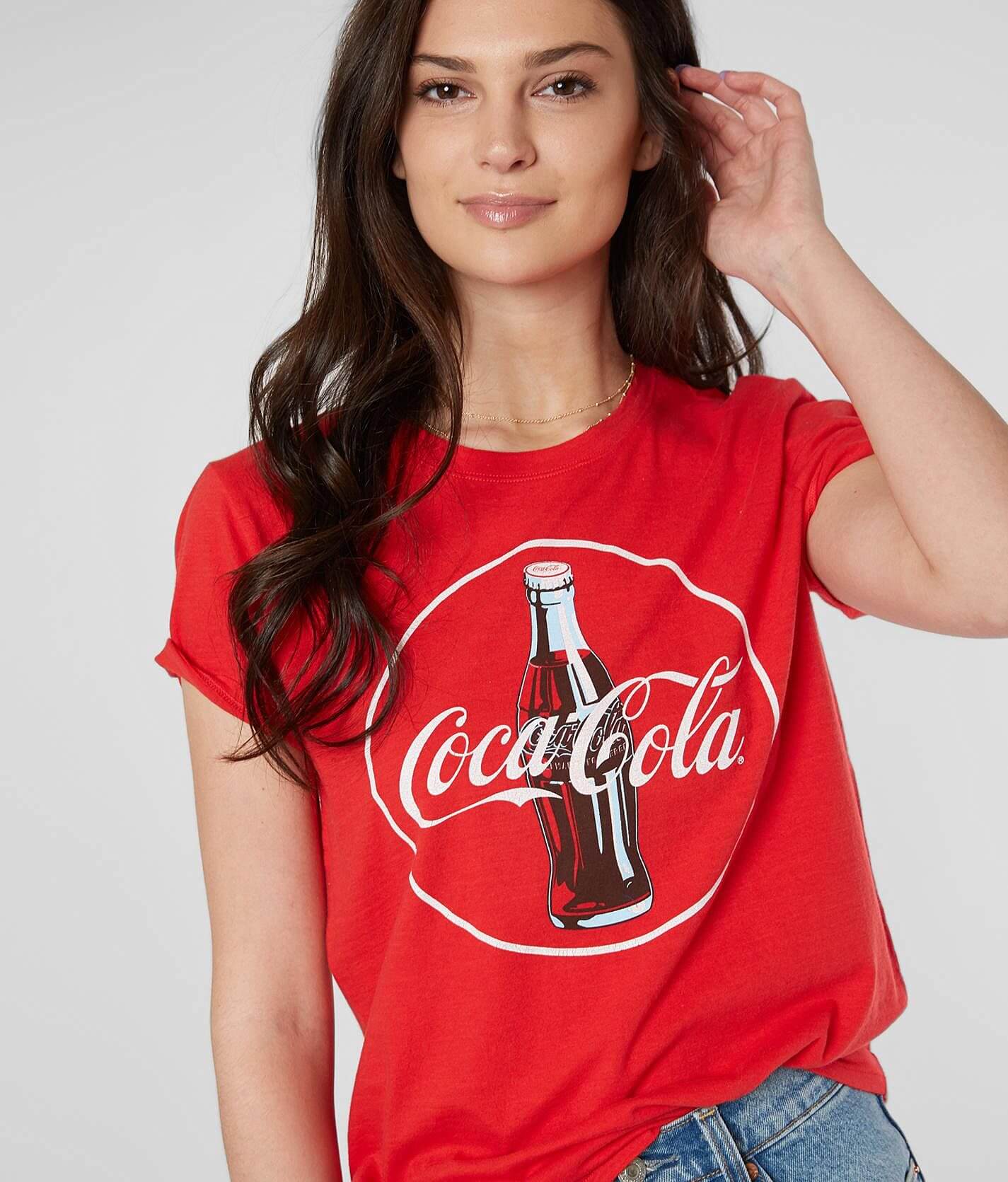 Lucky Brand Women Coca-Cola Graphic T-Shirt Light Heather Grey Size S 