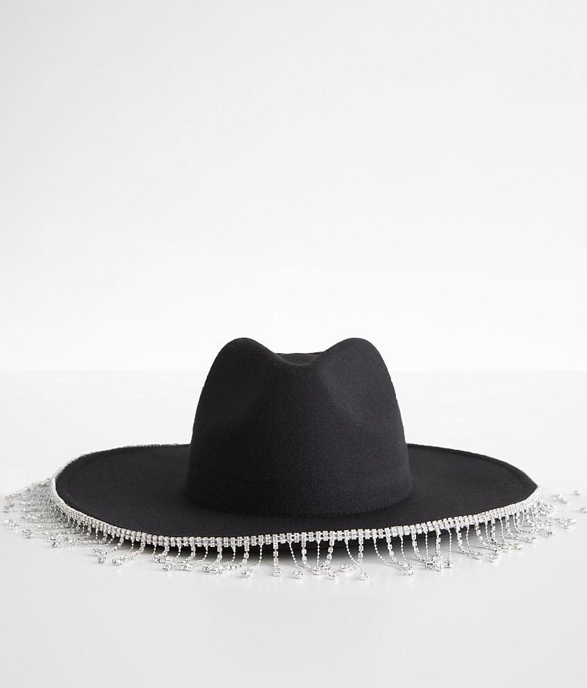 Lucca Rhinestone Fringe Panama Hat front view