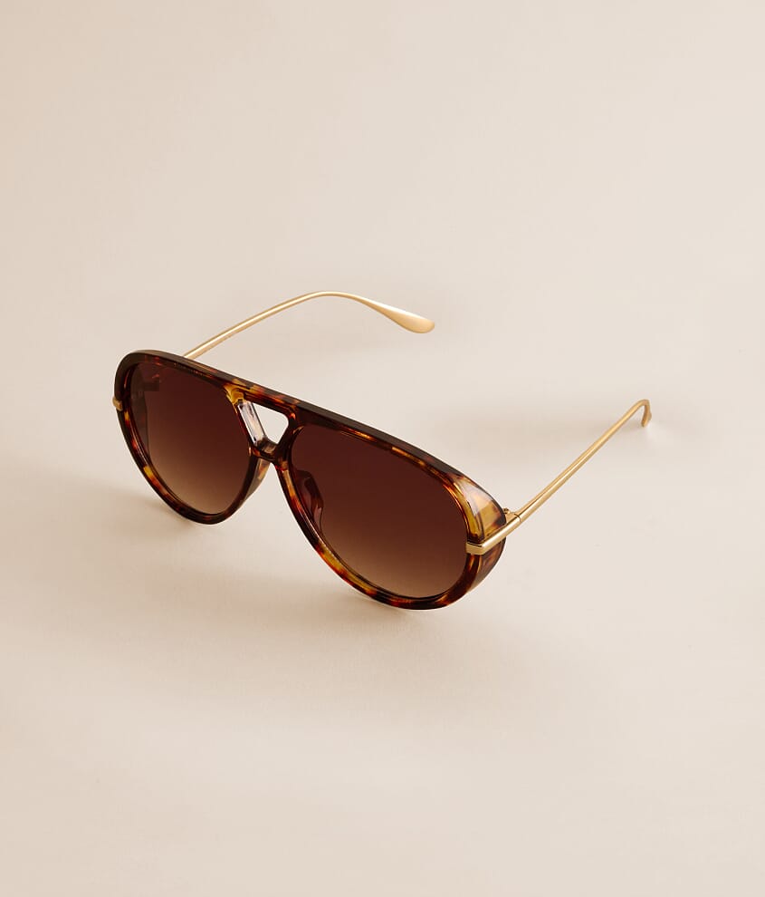 Round Tort Aviator Sunglasses