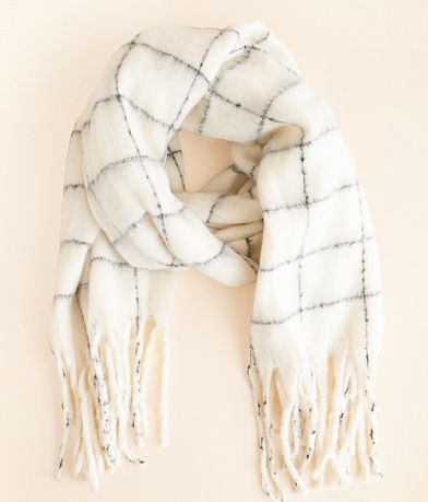 Lucky Zone Window Pane Fringe Scarf front view