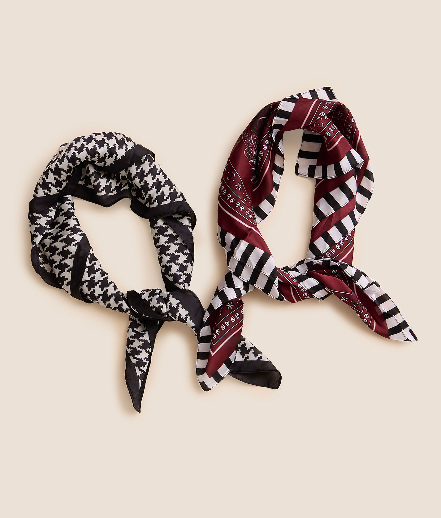 La Valentina 2 Pack Houndstooth & Paisley Fashion Scarf Set