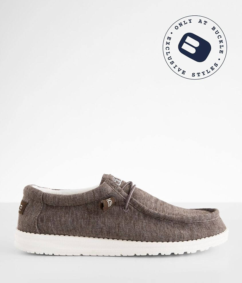 Hey Dude Wally Stretch Shoe Men's Shoes in Walnut Sherpa Buckle