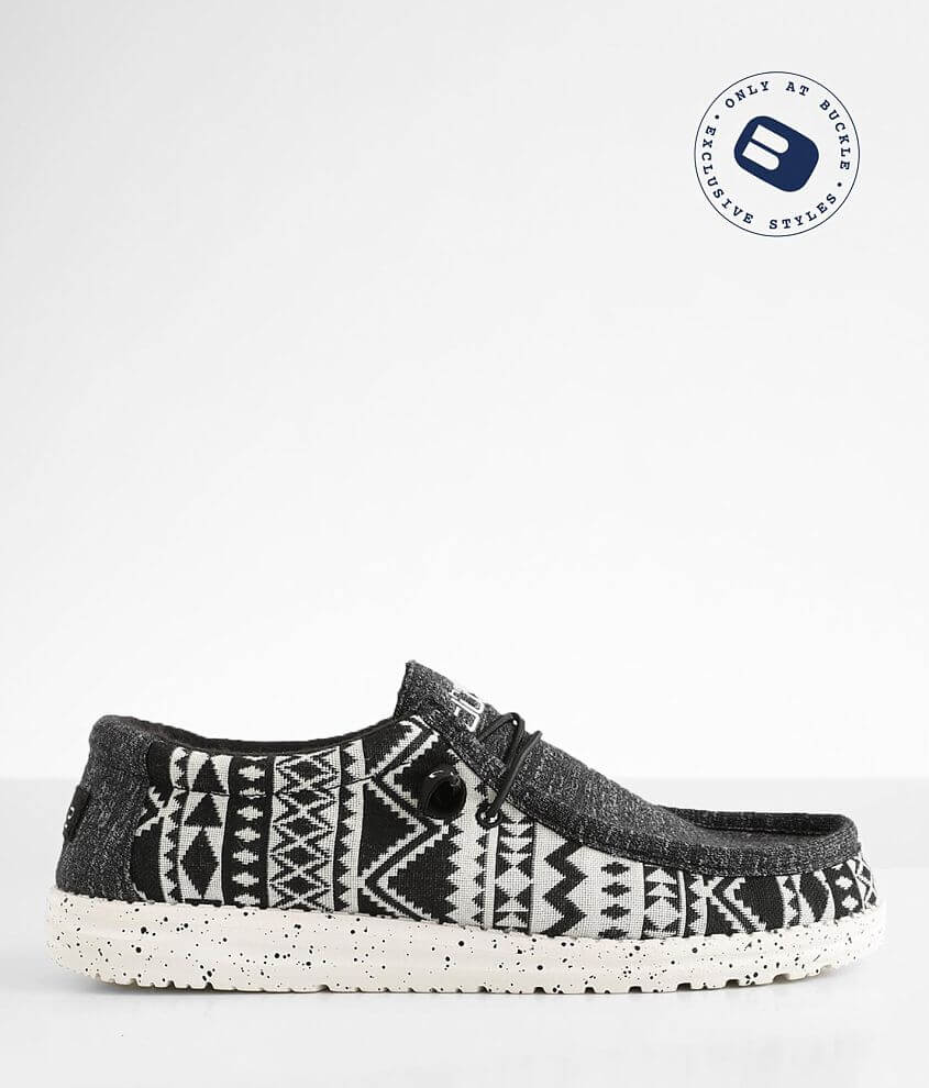 Hey Dude Wally Shoe - Men's Shoes in Black White Tweed