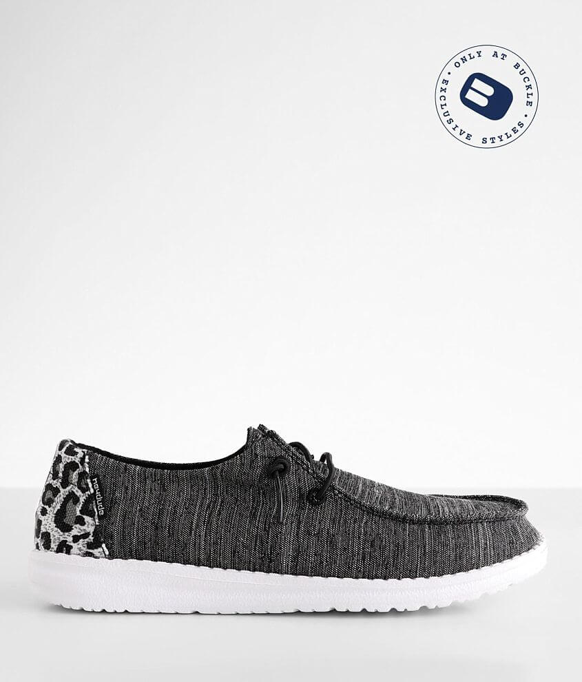 Hey Dude Wendy Leopard Print Shoe - Women's Shoes in Linen Black Grey