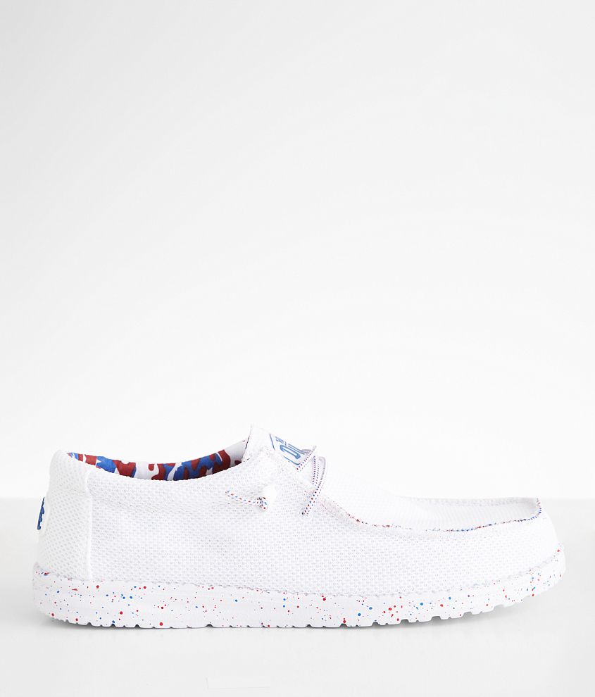 HEYDUDE™ Wally Patriotic Splatter Sox Shoe Men's Shoes in White Buckle