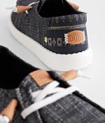 HEYDUDE Women's Wendy Slub Baja Stripe Shoes - Black Size 9 Slip-On Loafers