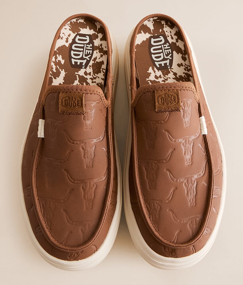 Austin Lift Deboss Skulls Mule Shoe