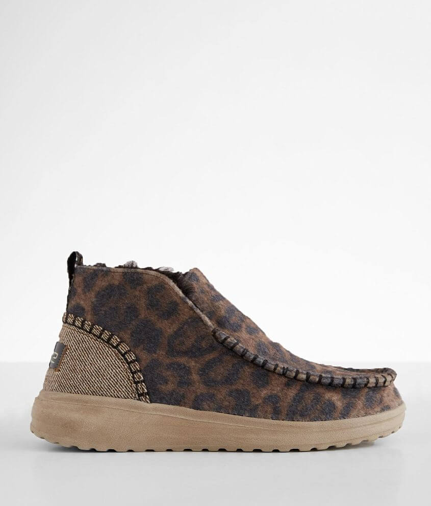 Hey Dude Helis Leopard Fleece Shoe Women's Shoes in Leo